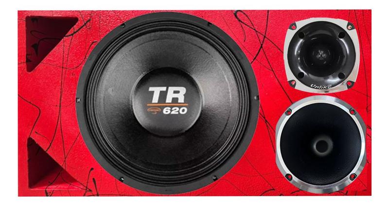 Caixa trio duto triângulo alto falante triton tr620 corneta 1425